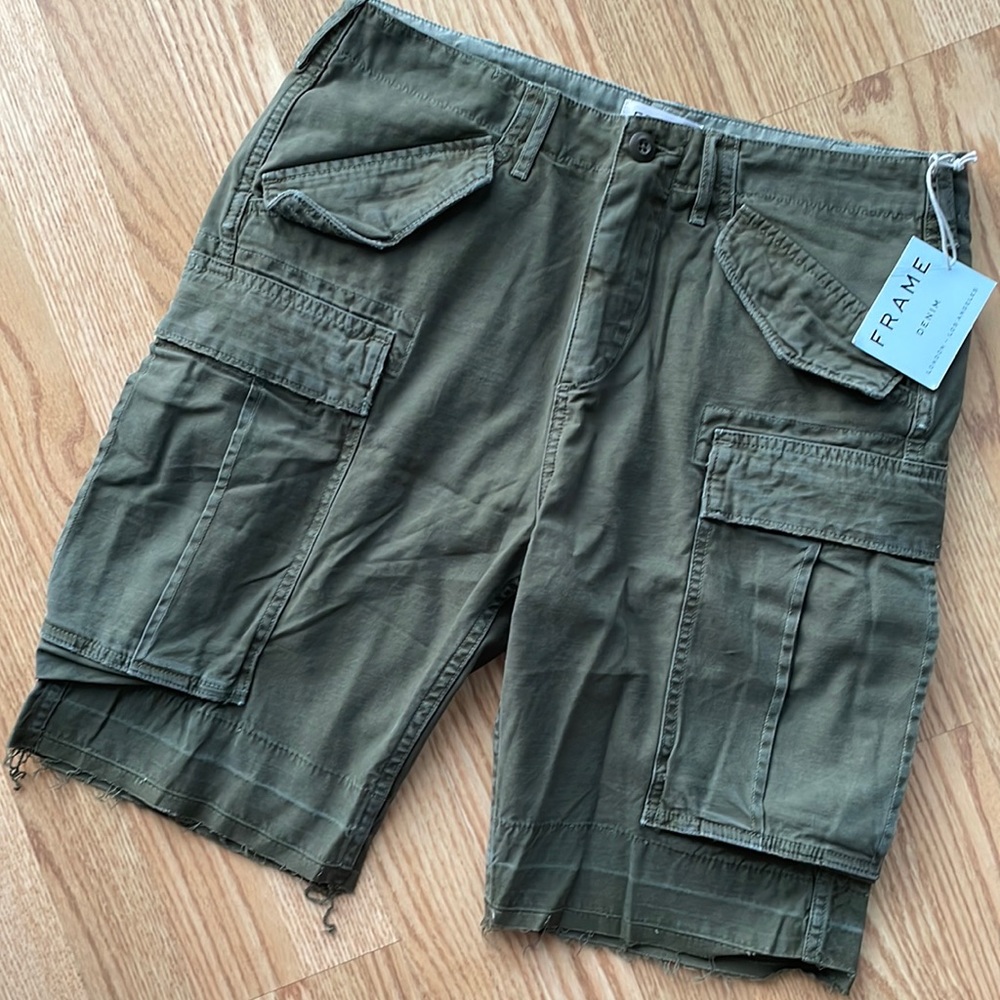 Frame Denim Olive Green Cargo Shorts